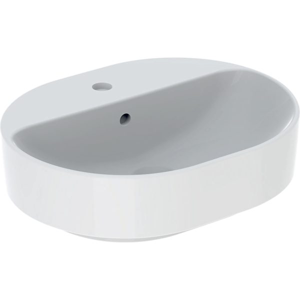 Geberit VariForm lay-on washbasin, elliptic, with tap hole bench