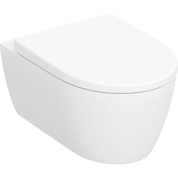 Geberit iCon wall-hung WC set, washdown, shrouded, Rimfree, with WC seat