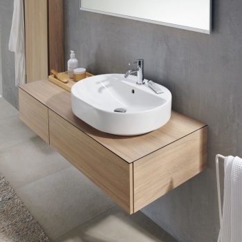 Geberit VariForm lay-on washbasin, elliptic, with tap hole bench - Image 2