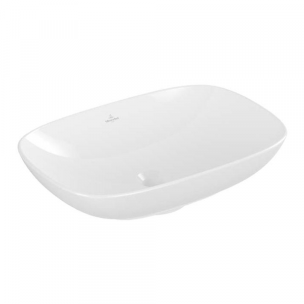 Loop & Friends Surface-mounted washbasin, 560 x 380 x 120 mm, White Alpin CeramicPlus, with overflow