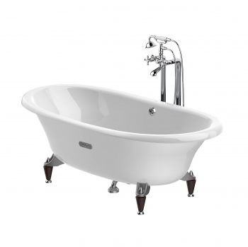 Roca Eliptico Oval freestanding bath in cast iron with white exterior & anti-slip base - Image 2
