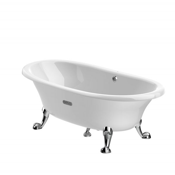 Roca Eliptico Oval freestanding bath in cast iron with white exterior & anti-slip base