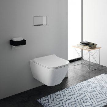 Geberit Smyle Square wall-hung WC set, washdown, shrouded, Rimfree, with WC seat, overlapping lid - Image 2