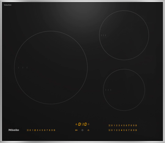 24-inch induction cooktop, operated with its own controls with 3 round cooking zones