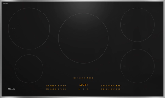 36-inch induction cooktop, operated with its own controls with 5 round cooking zones